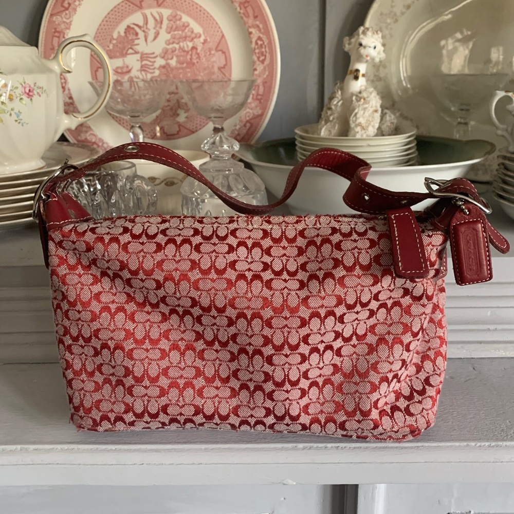 Red monogram Coach bag